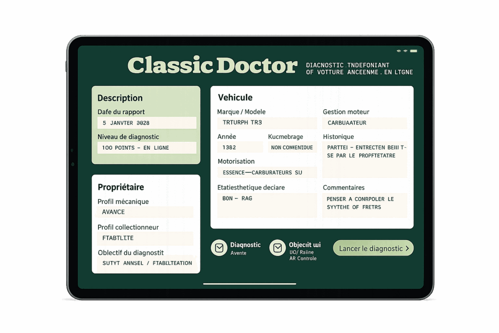Diagnostic de voiture ancienne en ligne