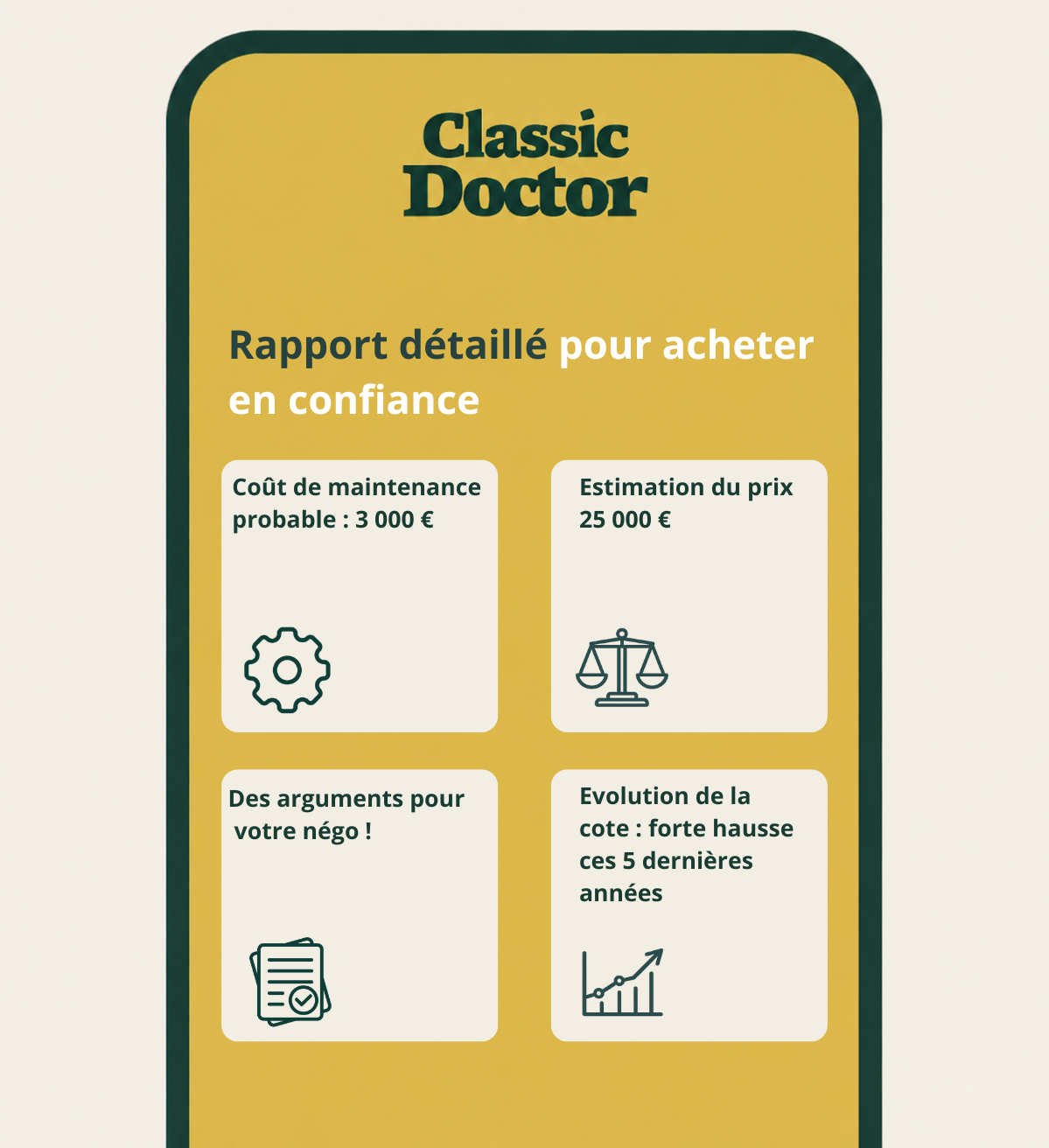 Rapport détaillé diagnostic voiture de collection