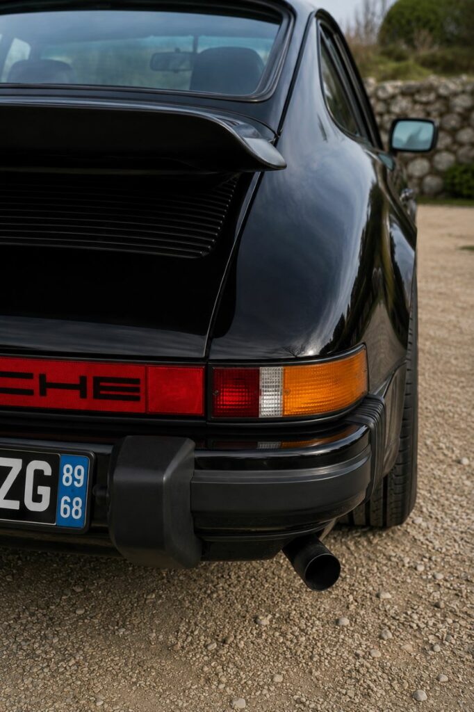 Zoom arriere droit et phare d'une Porsche 911 G