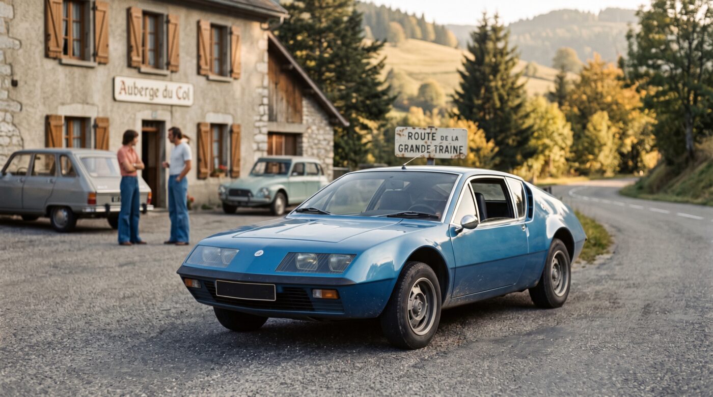 Détails historiques et héritage de la sportive Alpine A310 à travers ses emblèmes d'époque.