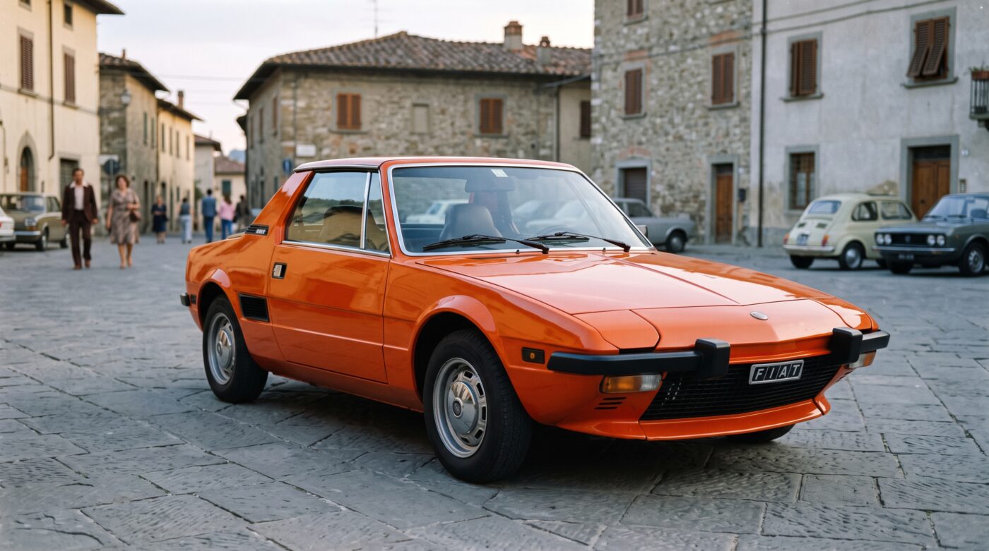 Détails esthétiques arrière d'une Fiat X1/9 illustrant l'héritage et le design classique du modèle de collection.