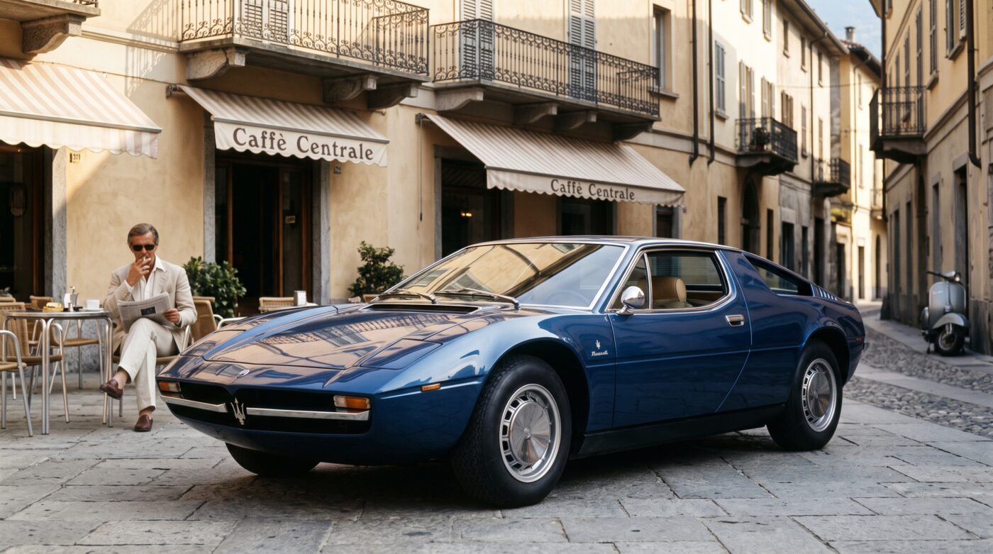 Détail historique Maserati Merak Détails historiques de la carrosserie Maserati Merak soulignant sa finition exemplaire.