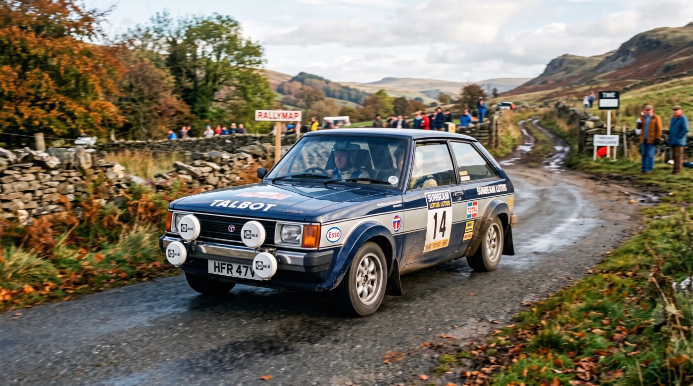Talbot Sunbeam Lotus - Historique Détail du badge Talbot Sunbeam Lotus illustrant l'héritage sportif de ce modèle historique.